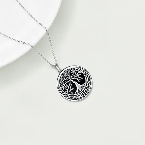 Vista 3 de Odinstone Collar de árbol de la vida, colgante de plata de ley para mujer, collar de árbol genealógico, joyería para mamáesposaabuela
