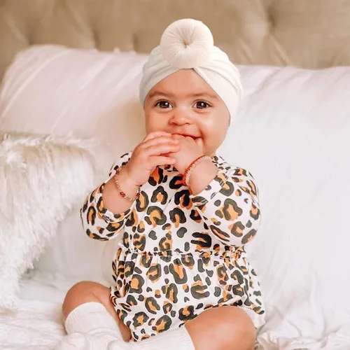 Vista 3 de DRESHOW BQUBO Baby Turban Hats Turban Bun Knot Baby Infant Beanie Baby Girl Soft Cute Toddler Cap
