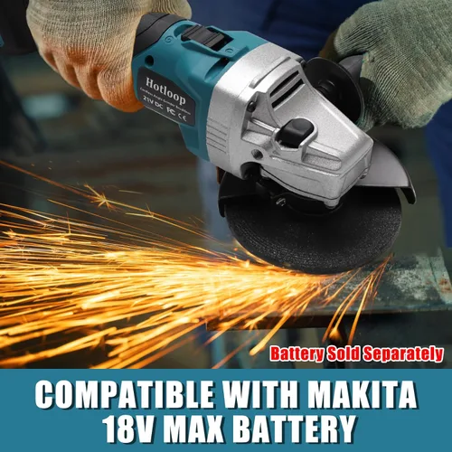 Vista 6 de Amoladora angular inalámbrica para batería Makita de 20 V, amoladora angular con motor sin escobillas de 3 velocidades ajustables a 7000 RPM, 3