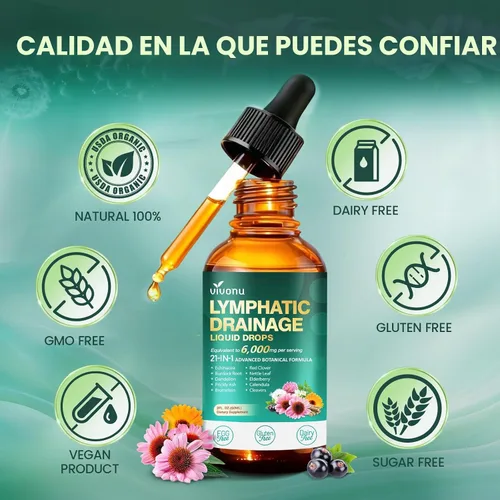 Vista 6 de Gotas de drenaje linfático 21 en 1 para liposomal, 6000 mg Suplemento de apoyo del sistema inmunológico y linfático para mujeres y hombres