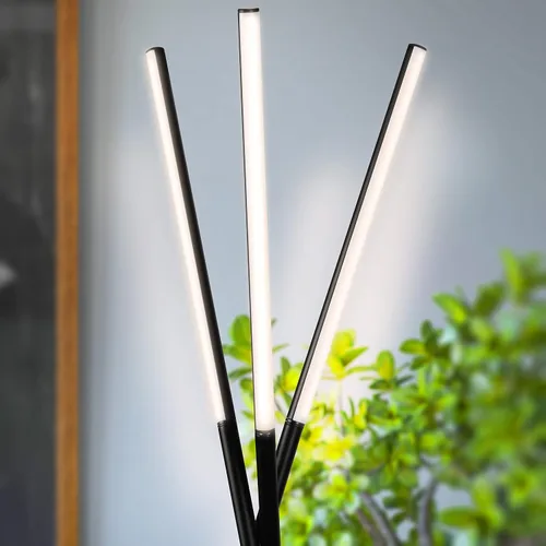 Vista 6 de Brightech Stix - Lámpara de pie LED con trípode para sala de estar, lámpara de pie moderna regulable, con 3 luces para dormitorio, iluminación Negro