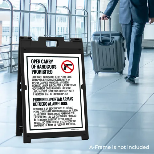 Vista 2 de Concealed Carry Prohibited Texas Penal Code Bilingual Sidewalk Sign Kit, (SI-74332) 18x24 Inches, Replacement Panels (2 Pack) 160 Mil Thick