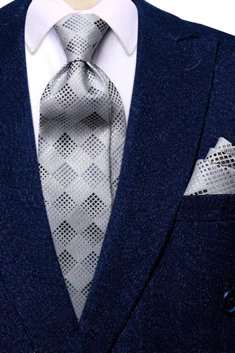 Vista 96 de Hi-Tie Corbatas de seda para hombre, diseño de cachemira a rayas, con bolsillo, gemelos cuadrados, conjunto formal de negocios