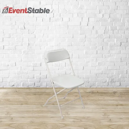 Vista 2 de EventStable TitanPRO Silla plegable de plástico blanco, silla plegable ligera para exteriores, sillas de patio duraderas, juego de sillas