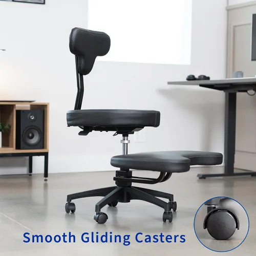 Vista 8 de VIVO Silla de oficina móvil con patas cruzadas con soporte trasero para yoga meditación ADHD, altura ajustable, negro, CHAIR-CL02B