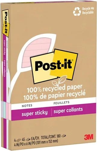 Vista 10 de Post-it Wanderlust Pastels Collection 4621R-4SSNRP) - Notas superadhesivas 100% de papel reciclado, 2 veces más poder de adherencia, 4 x 6 pulgadas