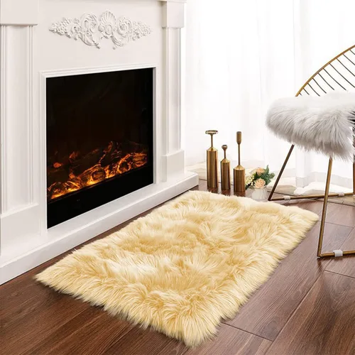 Vista 106 de Latepis - Alfombra rectangular de piel sintética tipo lana de oveja suave y esponjosa de estilo bohemio para sala de estar, dormitorio y residencias
