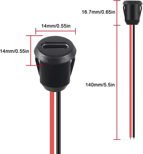 Vista 4 de 5PCS Tipo-C Chasis Hembra Tipo-C Conector de enchufe hembra Jack Impermeable Puerto de carga hembra 3A USB-C Cargador Enchufe Enchufe
