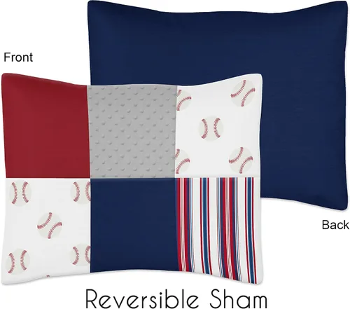 Vista 5 de Sweet Jojo Designs Juego de edredón individual de 2 piezas (deportes con parches de béisbol) para niños, ropa de cama para niños, ropa de cama