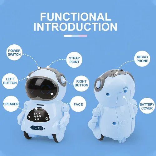 Vista 5 de GoolRC 939A Robot de Bolsillo que Habla, Diálogo Interactivo con Reconocimiento de Voz y Función de Grabación, Canta, Baila, Cuenta Historias, Mini