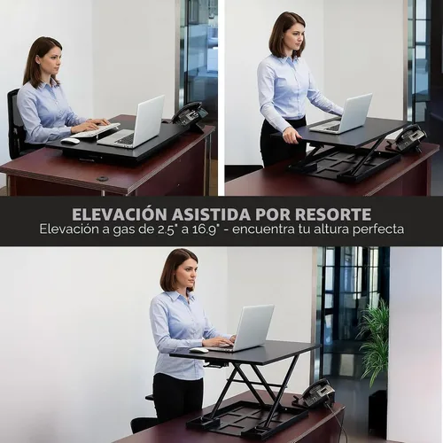 Vista 9 de Mount-It! (MI-7940) Escritorio vertical móvil, altura ajustable, para computadora, estación de trabajo, carrito con ruedas, Negro