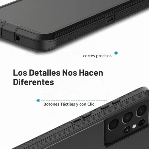 Vista 6 de Funda protectora resistente para Galaxy S21 Ultra 5G, funda protectora resistente con [3 capas] Cubierta de protección de goma resistente a prueba