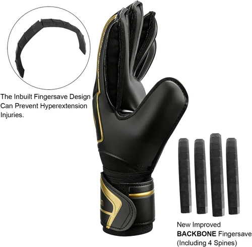 Vista 3 de Guantes de portero de fútbol con espinas para los dedos, guantes de portero de fútbol para niños, jóvenes y adultos, agarre fuerte antideslizante