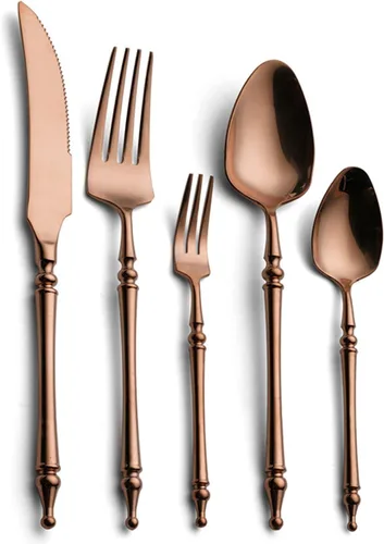 Vista 6 de Juego de cubiertos plateados de acero inoxidable pulido con espejo – Juego de cubiertos de 30 piezas de cubiertos de cena, utensilios para comer