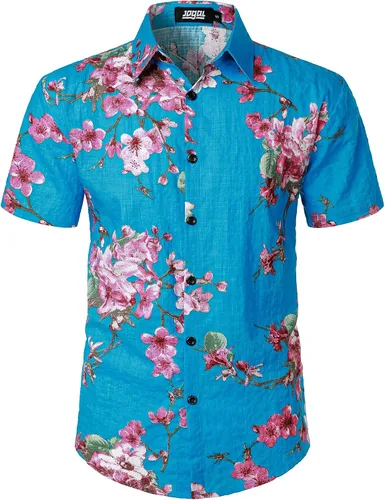 Vista 4 de Jogal - Camisa hawaiana de manga corta con botones para hombre