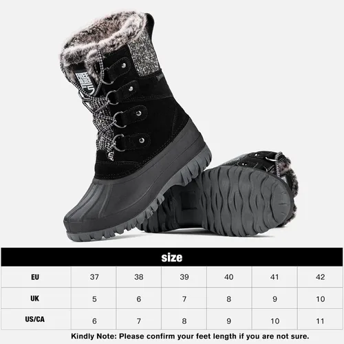 Vista 7 de FREE SOLDIER Botas de nieve impermeables con aislamiento térmico para clima frío para mujer