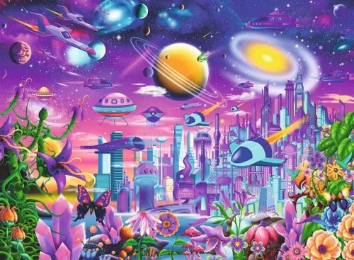 Vista 2 de Ravensburger Cosmic City - Rompecabezas de 200 piezas para niños a partir de 8 años