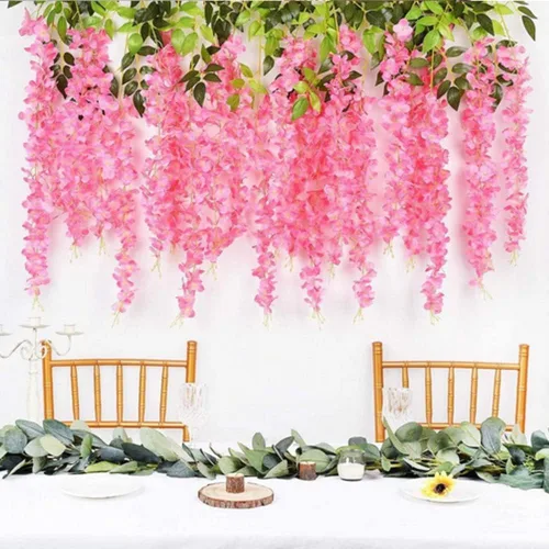 Vista 2 de NatureMan Paquete de 12 guirnaldas de flores artificiales de glicina, flores falsas de seda de 3.6 pies para colgar en interiores y exteriores