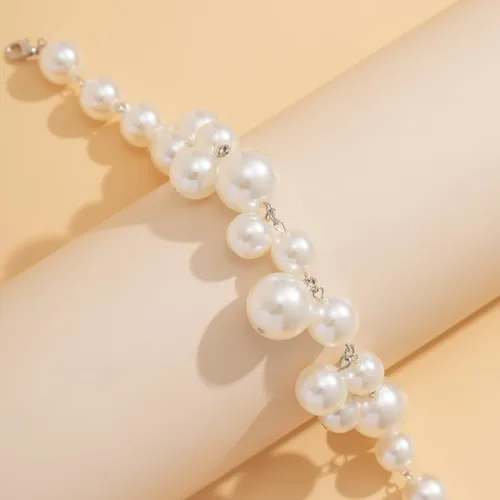 Vista 5 de Collar de perlas para mujer, collar de perlas gruesas, collar de perlas grandes, collar de perlas exageradas, regalo de joyería para niñas