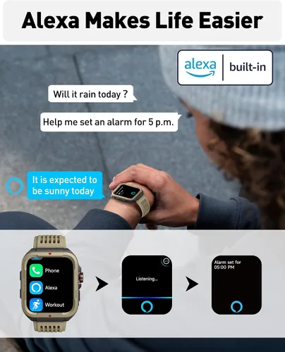 Vista 3 de VRPEFIT Reloj inteligente para hombres y mujeres (respuesta/hacer llamadas), Alexa integrado, rastreador de fitness de 1.8 pulgadas con 100 modos