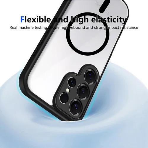Vista 151 de Funda magnética transparente compatible con Xiaomi 17T, color negro 2 en 1 PC + TPU cubierta de teléfono a prueba de golpes, carcasa protectora