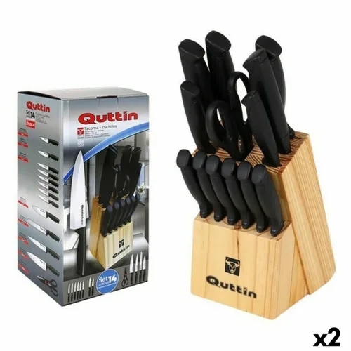 Vista 2 de Set de Cuchillos con Soporte de Madera Quttin 47718 (14 pcs) 14 Piezas (2 Unidades)