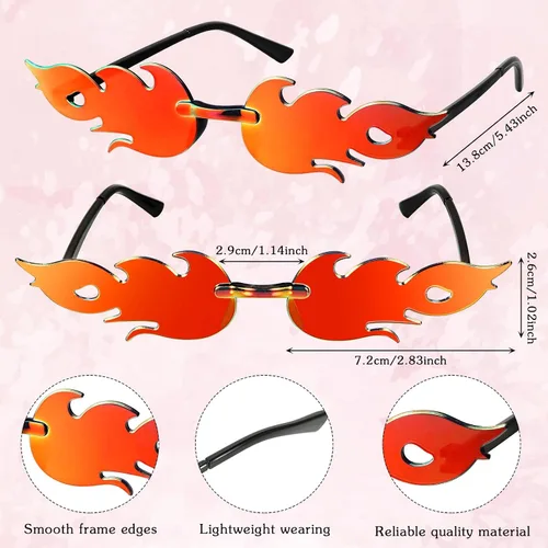 Vista 2 de EBOOT 8 pares de lentes de fuego de llama sin montura para mujeres y hombres, verano, playa, boda, novia, decoración de despedida de soltera, 8