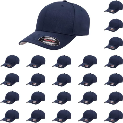 Vista 12 de Gorra de béisbol Flexfit Wooly Combed Premium de 6 paneles estructurada Ajuste elástico Paquete al por mayor disponible Negro