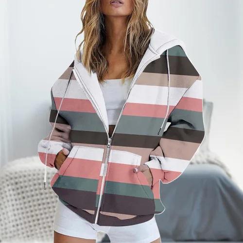 Vista 3 de Sudaderas con capucha para mujer, de gran tamaño, estampadas, casual, con bolsillo, manga larga, lindo cordón, casual, con cordón