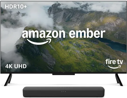 Vista 2 de Amazon Ember Serie 4 de 43" (modelo más reciente) con barra de sonido Fire TV