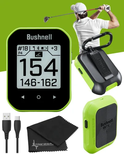 Vista 9 de Bushnell Phantom 2 Telémetro GPS negro con soporte magnético BITE y GreenView con paño de limpieza de lentes Wearable4U