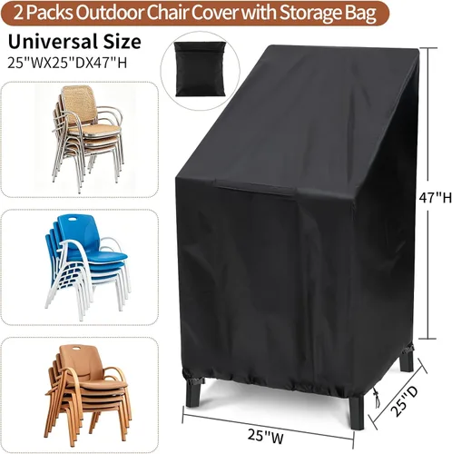 Vista 8 de Fundas para sillas de exterior, 25 x 25 x 47 pulgadas, fundas para sillas