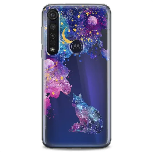 Vista 5 de Funda de TPU compatible con Motorola G9 G8 Plus G7 E20 P40 Z4 Edge 20 G22 Stylus Galaxy suave colorido patrón abstracto púrpura estrellas claro gato