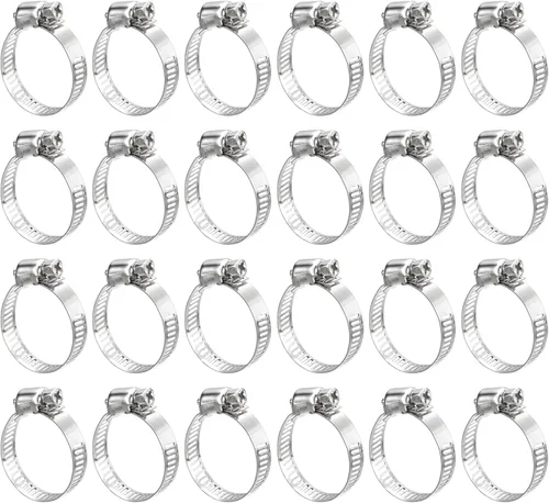 Vista 14 de uxcell Abrazadera de manguera de engranaje helicoidal, 12 abrazaderas de manguera de acero inoxidable ajustables de 1 a 1 1/2 pulgadas para asegurar
