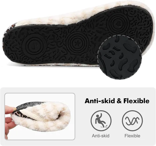 Vista 4 de XIHALOOK Pantuflas de casa para mujeres y hombres, zapatos de calcetín acogedores con suela de goma suave para interiores y exteriores
