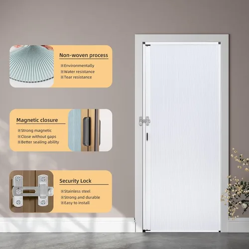 Vista 2 de Puerta plegable de acordeón interior multifuncional, divisor de habitación con marco de aluminio, diseño sin taladro para patio, dormitorio, baño