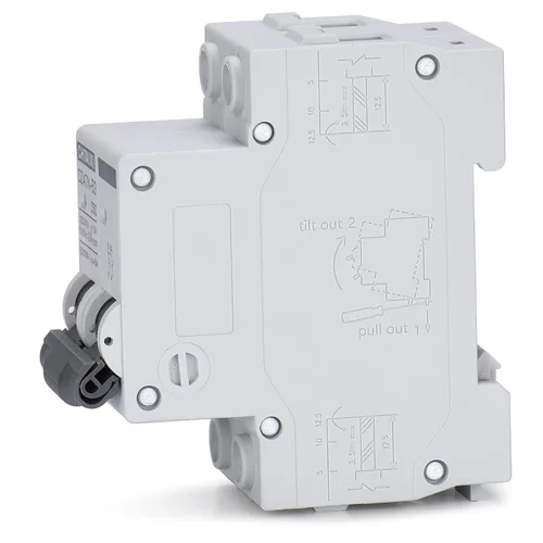 Vista 2 de Interruptor de Circuito en Miniatura AC, Interruptor de Circuito de 6 Amp 120V/240V de 2 Polos para Montaje en Riel DIN, Desconexión de CA Solar