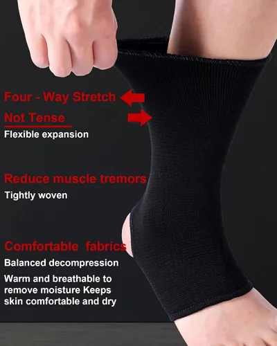 Vista 4 de Handepo 4 pares de tobilleras Muay Thai de compresión MMA, tobilleras de compresión para hombres y mujeres, kickboxing, artes marciales, gimnasio