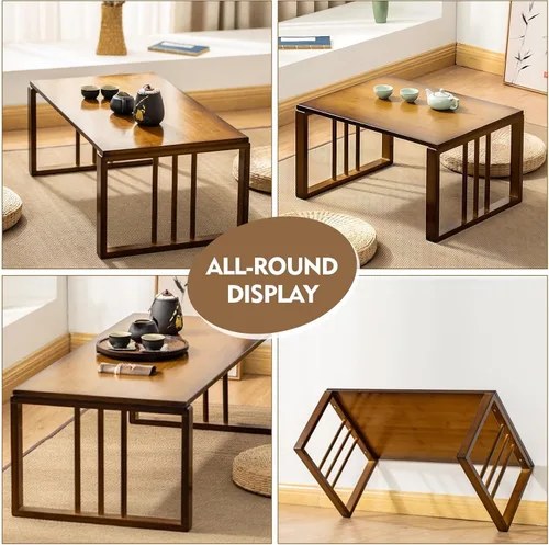 Vista 6 de Mesas De Centro para Sala - Mesas De Centro para Sala Mesa baja Kotatsu plegable de bambú para espacios pequeños sentados en el suelo (31.5 pulgadas)
