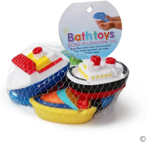 Vista 7 de Juguetes flotantes de baño para bañera (6 unidades), juguetes de barco de baño suaves para bebés, juguetes de agua de aprendizaje de bañera