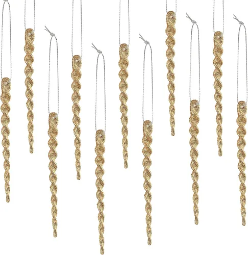 Vista 13 de 30 piezas de carámbanos de plástico trenzados para árbol de Navidad; adornos colgantes para árbol de Navidad, fiesta de Navidad, boda, fiesta