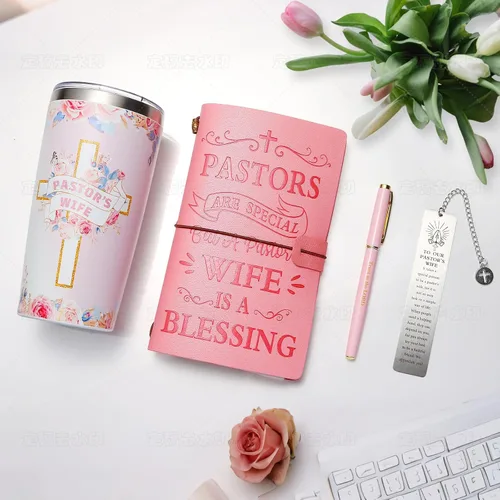 Vista 4 de Regalos de apreciación para la esposa del pastor para mujeres, regalos cristianos, regalo único para la esposa del pastor que incluye diario, vaso