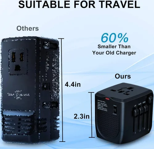 Vista 13 de Convertidor de viaje convertidor de voltaje convertidor de voltaje que reduce 220 voltios a 110 voltios para su uso en más de 200 países, incluidos