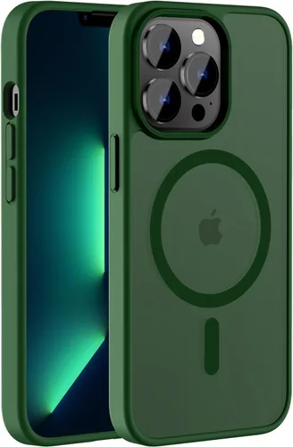 Vista 7 de Hualele - Funda magnética para iPhone 13 Pro, compatible con MagSafe, grado militar, a prueba de caídas, translúcida mate, parte trasera dura, borde