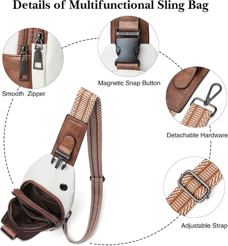 Vista 7 de Mroede Bolso bandolera para mujer, bolso cruzado para mujer, bolsa de pecho, riñoneras para mujeres, adolescentes y niñas para viajes escolares