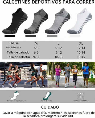 Vista 5 de Airacker Calcetines deportivos para correr, acolchados, transpirables, de corte bajo, para hombres y mujeres (6 pares)