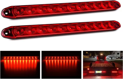 Vista 9 de Nilight Luz de remolque de 16 pulgadas, 12 LED rojos, luces de freno secuenciales, intermitentes, impermeables, barra de identificación trasera