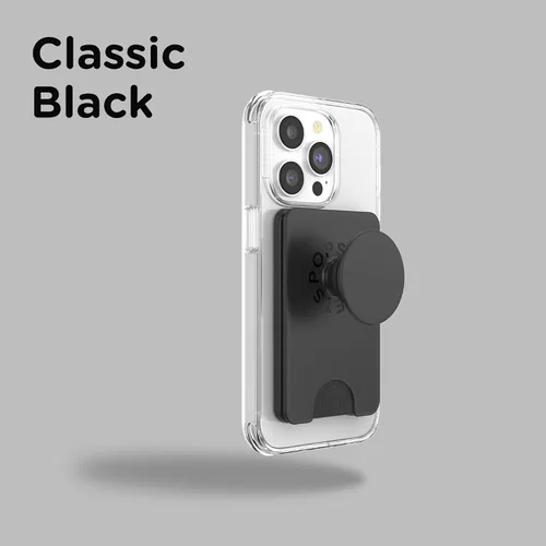 Vista 4 de Cartera para teléfono PopSockets con patada expandible, tarjetero para teléfono - Negro