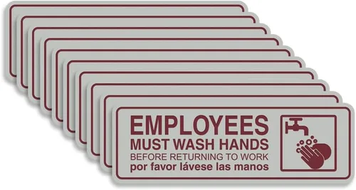 Vista 53 de Standard Employees Must Wash Hands - Letrero para puerta/pared, color negro, pequeño