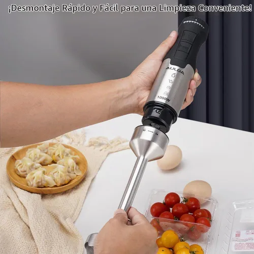Vista 2 de Batidora eléctrica de inmersión de 1000 W, batidora de mano de 20 velocidades con mango ergonómico, batidora de mano para batidos, alimentos